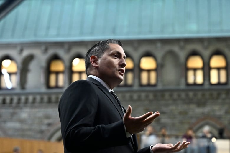 Conservative MP Jamie Schmale rises during Question Period in the House of Commons on Parliament Hill in Ottawa on Monday, May 27, 2024.