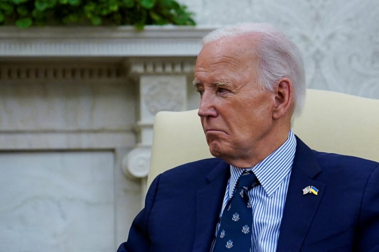 U.S. President Joe Biden is seen during a meeting with Ukrainian President Volodymyr Zelenskyy, at the White House, on Thursday.