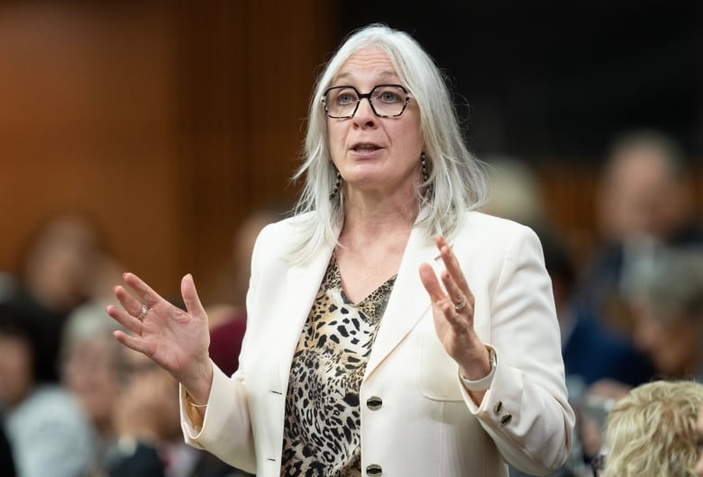 Indigenous Services Minister Patty Hajdu rises during Question Period on Thurs. September 26, 2024 in Ottawa.