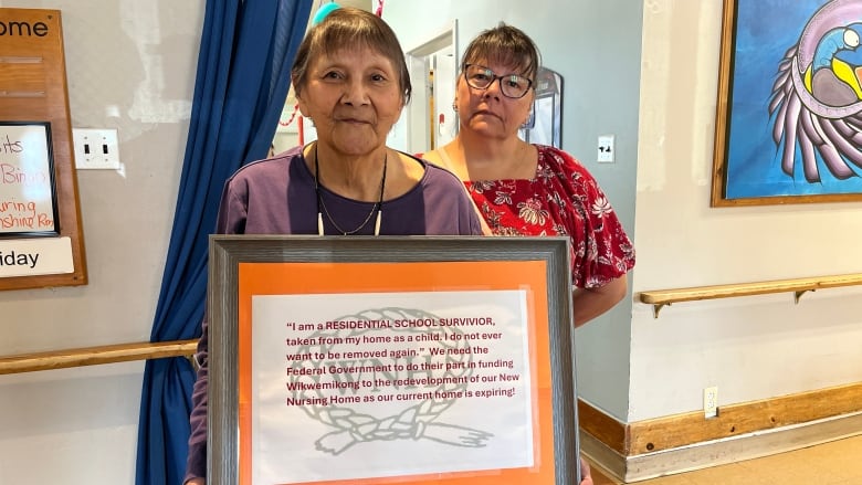 Marilyn Robitailli, a residential school survivor, and daughter Tammy want Ottawa to help pay for a new elders home in Wiikwemkoong Unceded Territory.