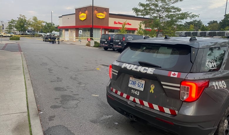 Toronto police at the scene of a fatal stabbing in west Toronto on Oct. 1, 2024.