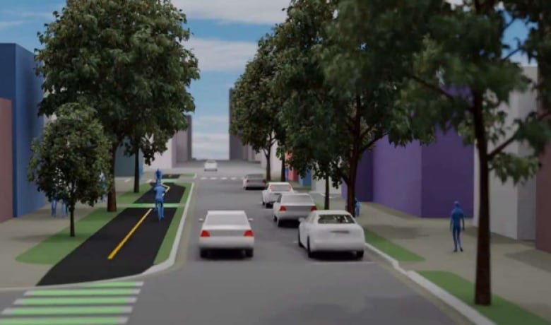 A rendering of the planned Morris Street bike lane. 