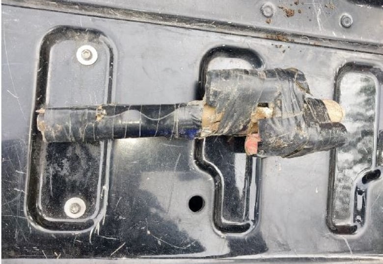 Calgary police say this homemade Taser device was found inside the encampment.