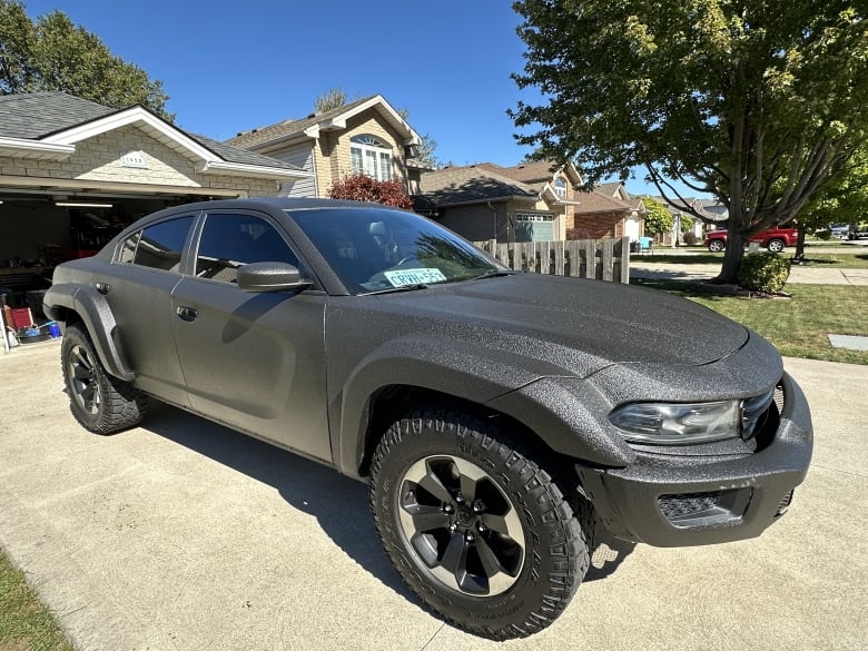 A muscle car with off-road styling.