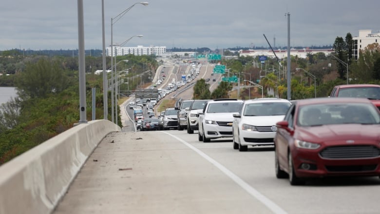 Cars backed up on a highway