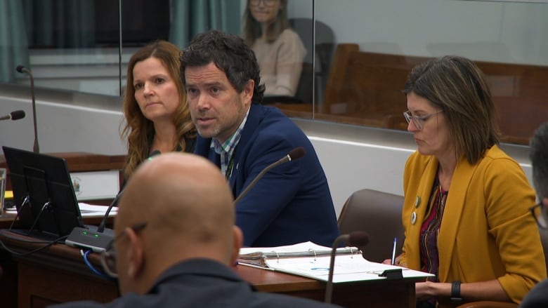 From left, Christina Phillips, director of seniors health with the Department of Health and Wellness; Andrew MacDougall, executive director of Health P.E.I.; and Shelly Cole, manager of social programs with the Department of Social Development and Seniors.