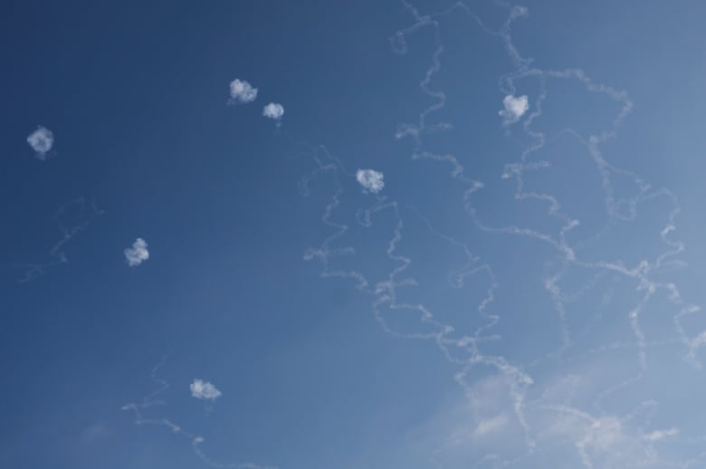 Israel's Iron Dome anti-missile system intercepts rockets launched from Lebanon towards Israel, amid cross-border hostilities between Hezbollah and Israel, as seen from Haifa, northern Israel, September 27, 2024. 