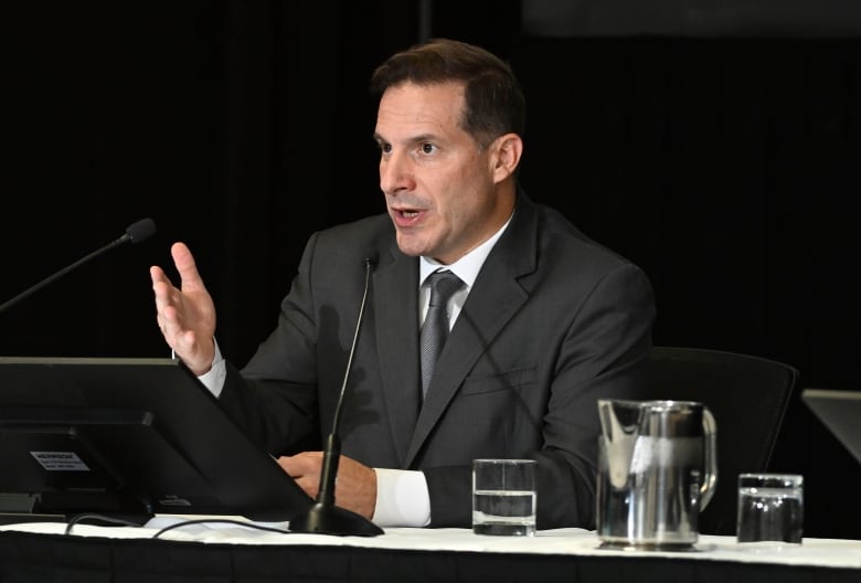 Liberal MP Marco Mendicino, former minister of Public Safety, appears as a witness at the Foreign Interference Commission in Ottawa on Thursday, Oct. 10, 2024.