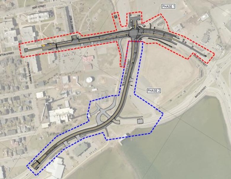 Map showing the redesigned Grafton Street and Water Street intersection. 