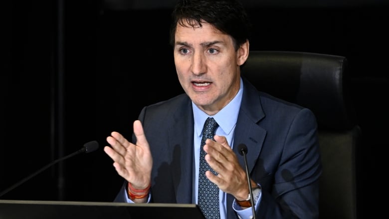 Prime Minister Justin Trudeau appears as a witness at the Foreign Interference Commission in Ottawa, in Ottawa, on Wednesday, Oct. 16, 2024.