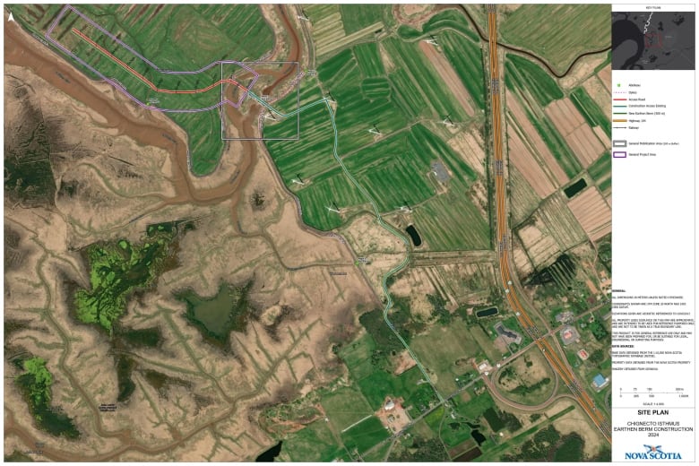 A map showcasing the construction worksite and highway 104. 