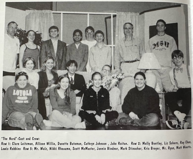 A yearbook page listing names and showing photos. 