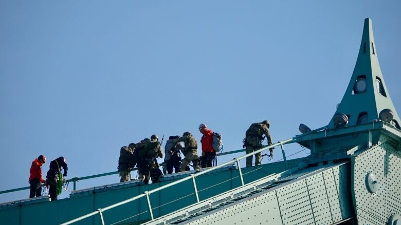 people on bridge 