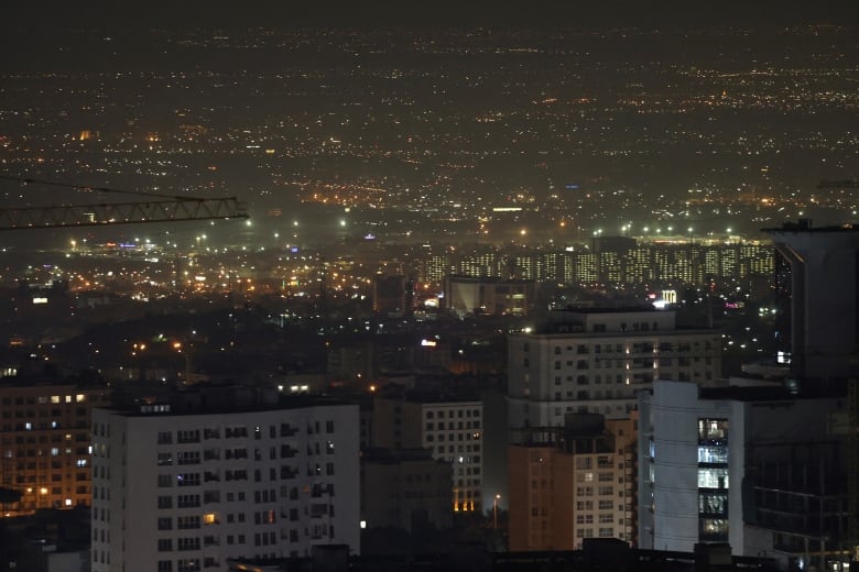 A general view of Tehran in the early hours of Saturday, Oct. 26, 2024.