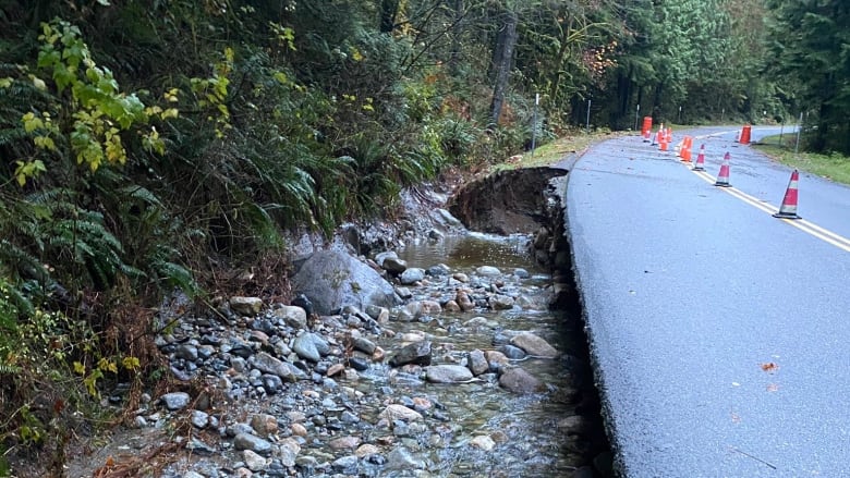 Photo of damage at Golden Ears Park following an October 2024 atmospheric river.