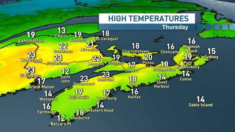 A temperature map of New Brunswick