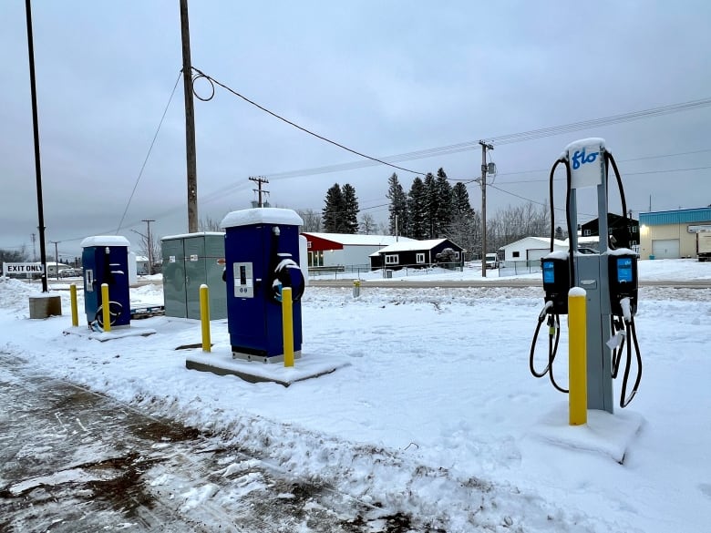 Three Electric Vehicle Charging Stations positioned in a row.