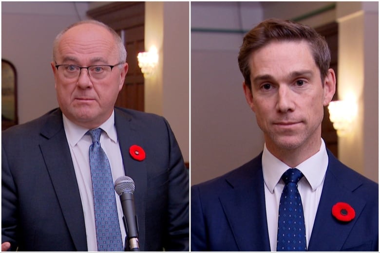 Two headshots of men in suits