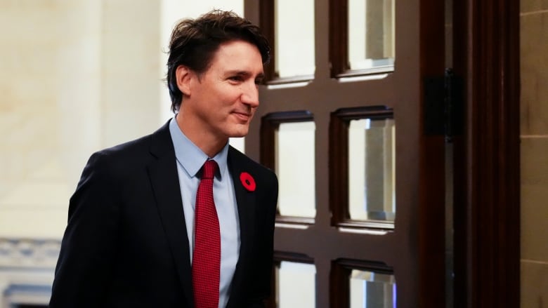 Prime Minister Justin Trudeau arrives to Parliament Hill in Ottawa on Tuesday, Nov. 5, 2024.