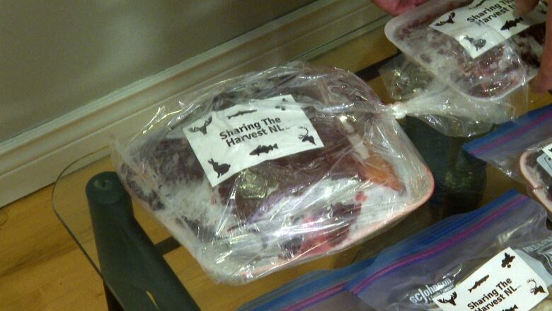 A wrapped up package of moose meat.