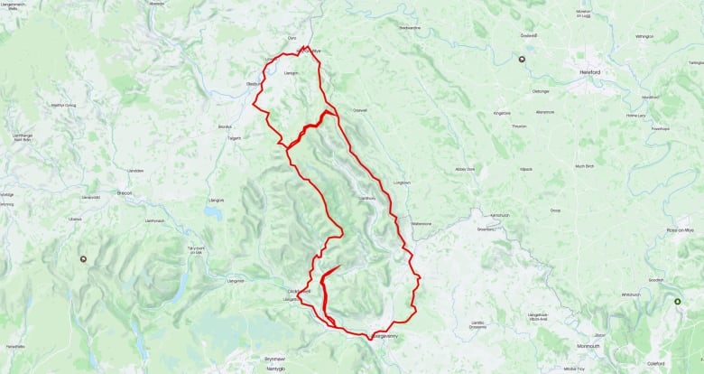 A map with a squiggly drawing in red, roughly the shape of a penis and testicles