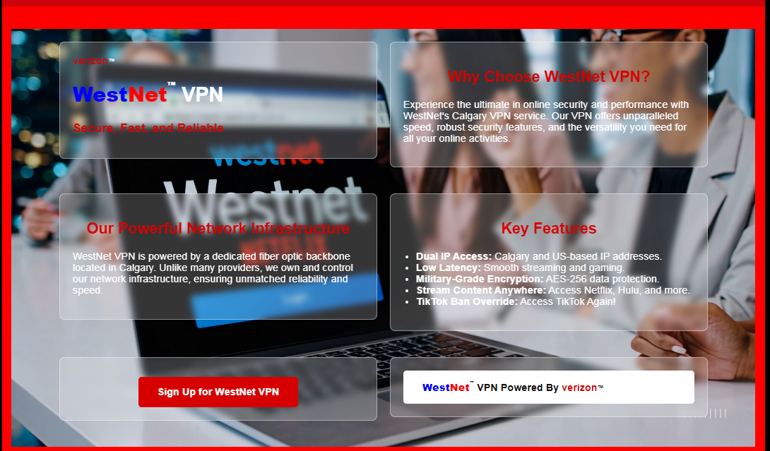 WestNet VPN — Calgary's dedicated VPN service, fast secure reliable